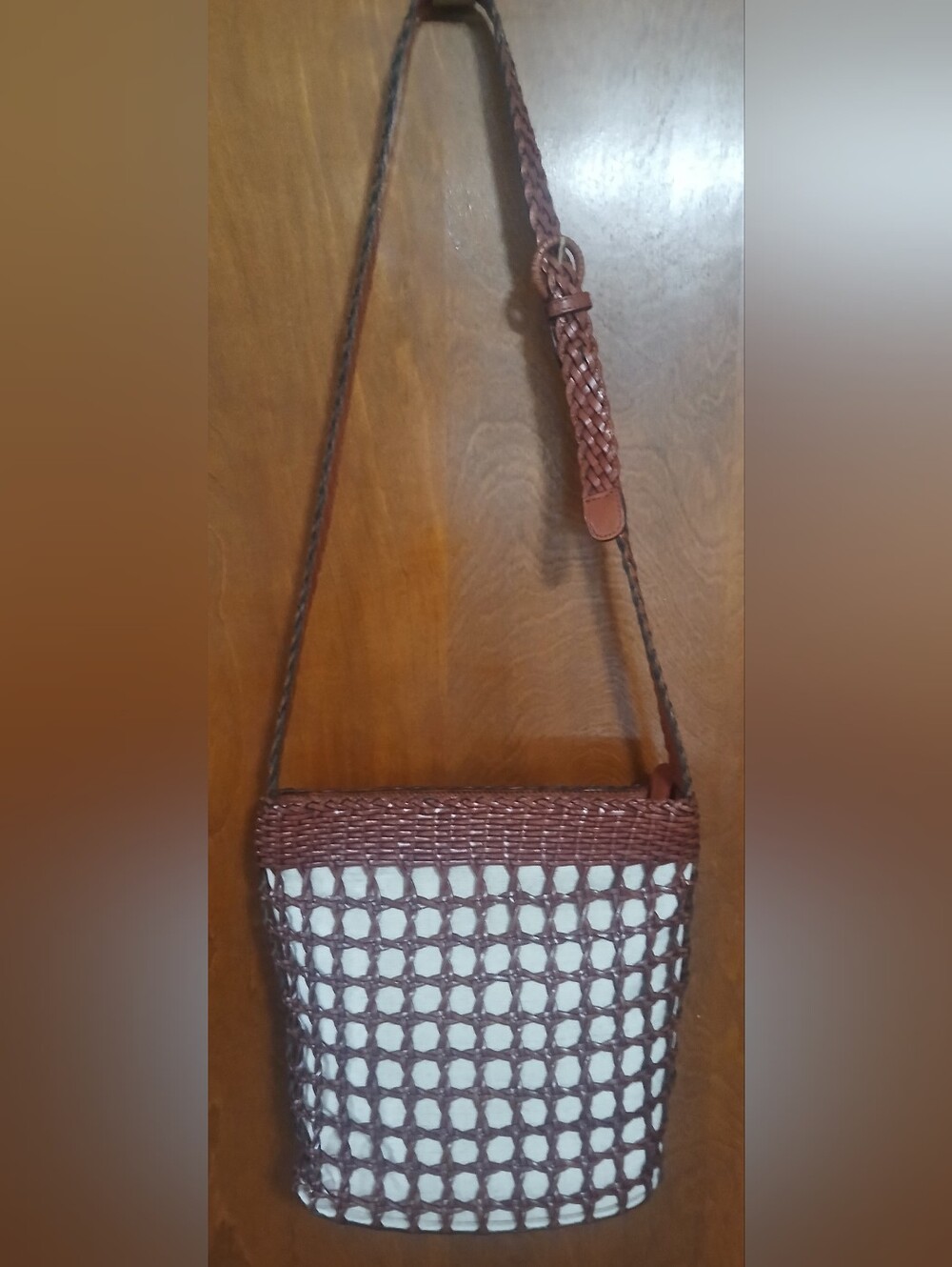 EUC Talbots Woven Leather Bucket Bag